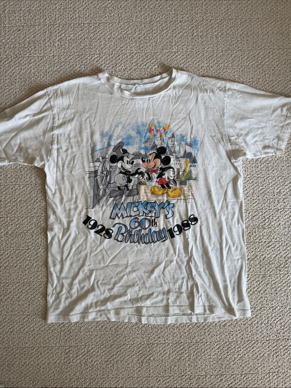 Mickey Mouse 60th Birthday Vintage Graphic Tee - White